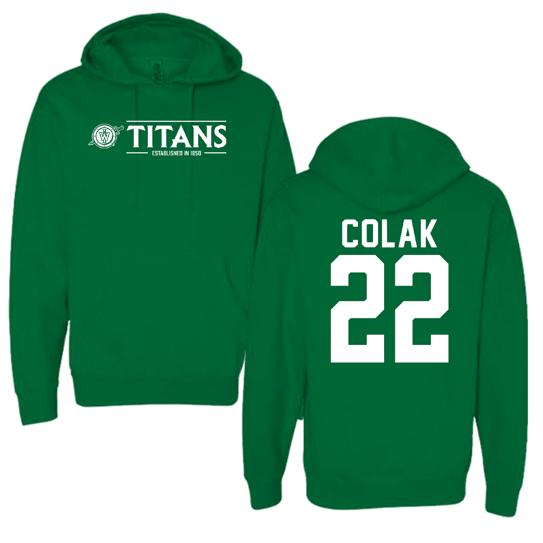 Illinois Wesleyan University Basketball Green General Hoodie - #22 Karlo Colak