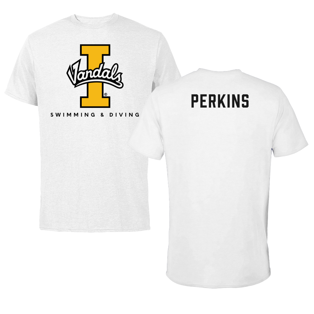 University of Idaho Swimming & Diving White Vandals Performance Tee - Amelia Perkins