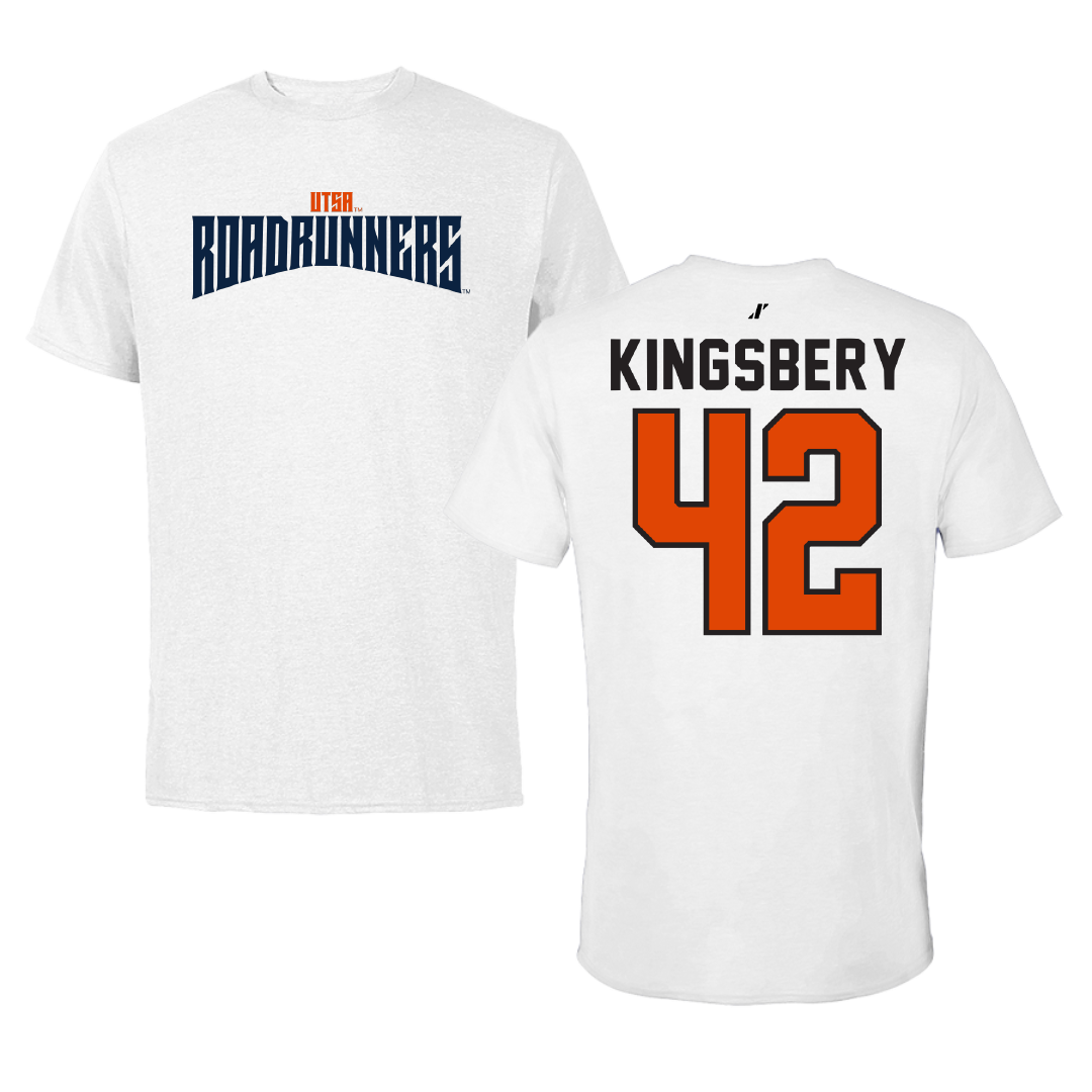 University of Texas at San Antonio Baseball White Classic Tee - #42 Fischer Kingsbery