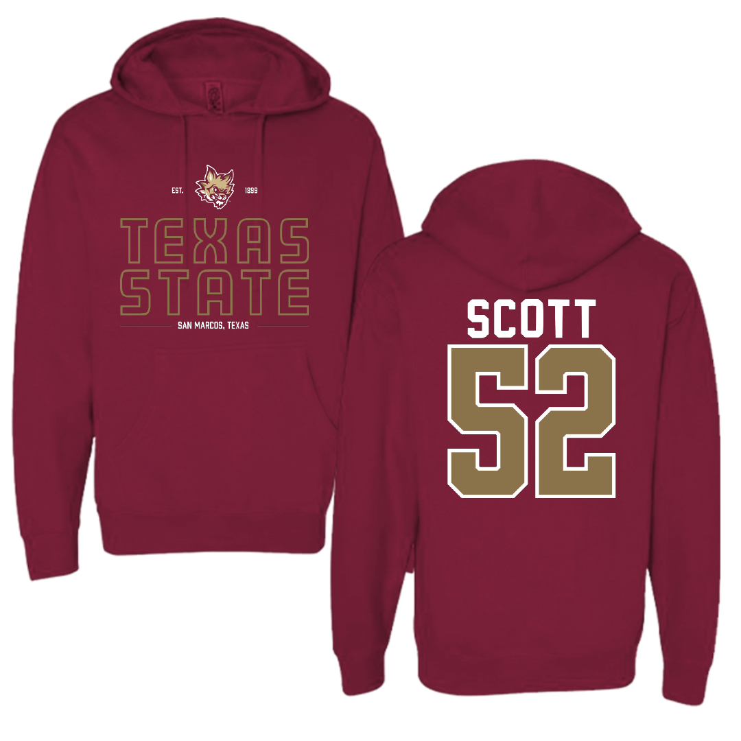 Texas State University Football Maroon General Hoodie - #52 Trenton Scott