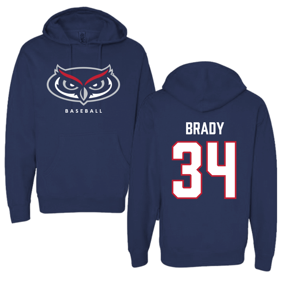 Florida Atlantic University Baseball Navy Mascot Hoodie - #34 Carter Brady