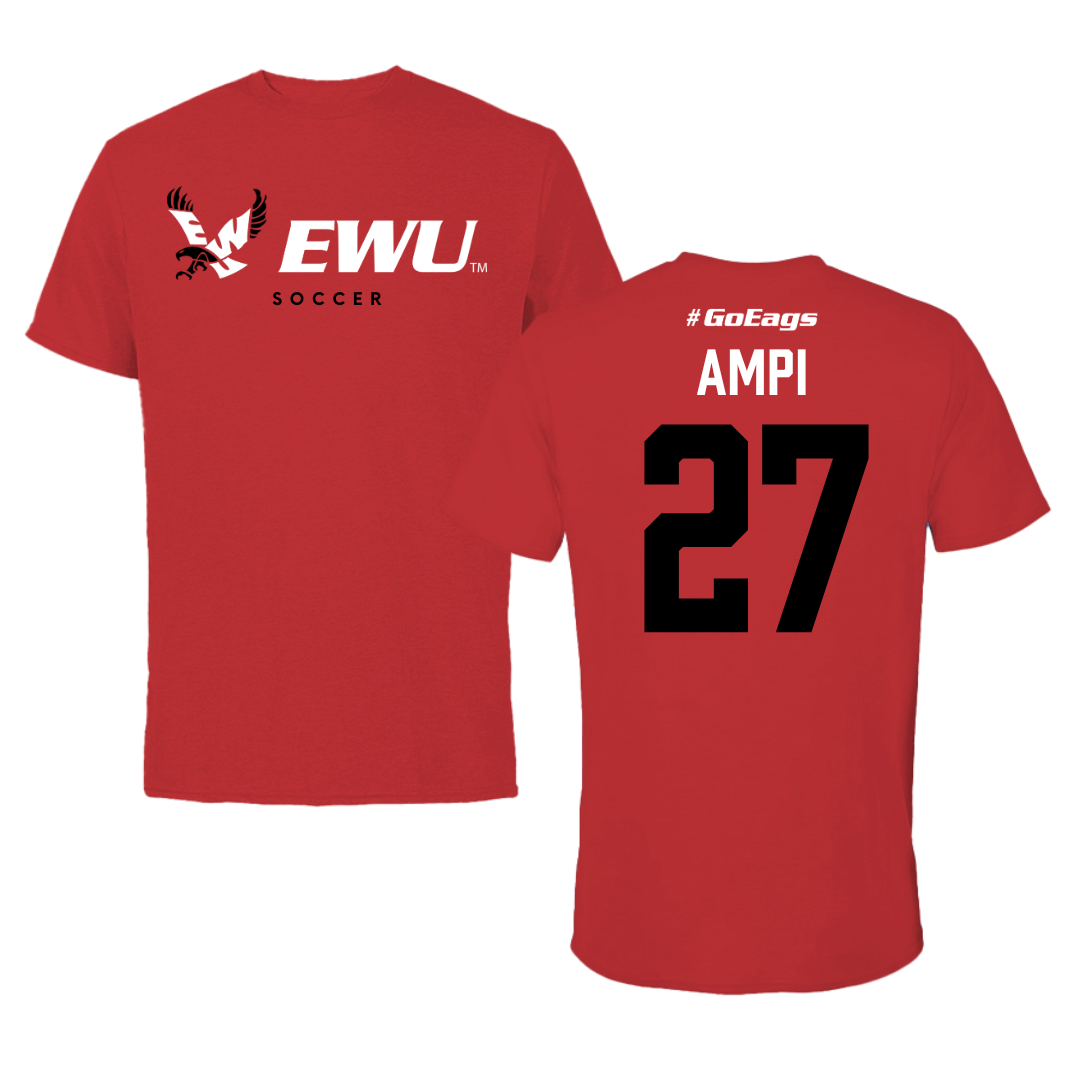 Eastern Washington University Soccer Red Block Tee - #27 Ryanne Ampi