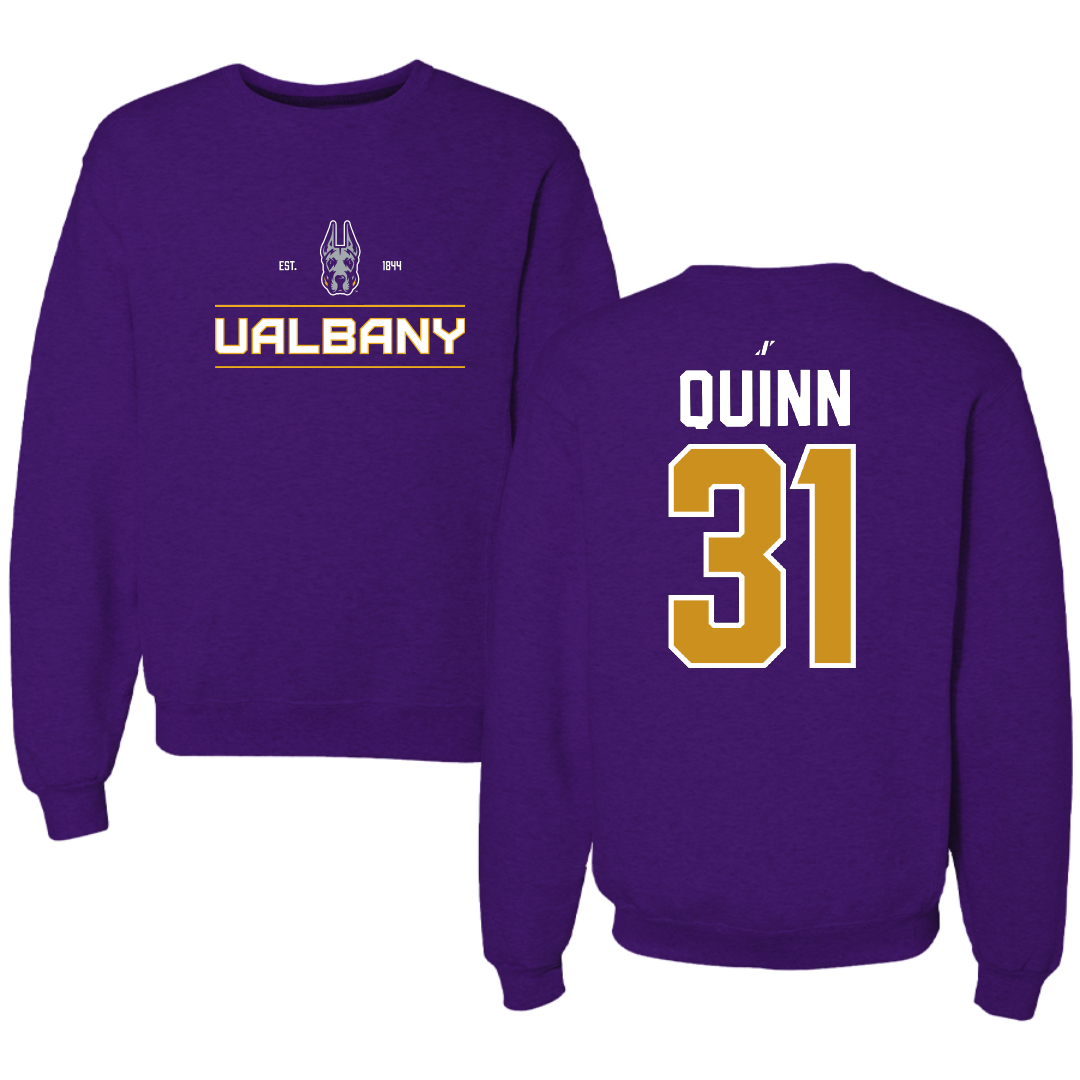 University at Albany Baseball Purple General Crewneck - #31 Thomas Quinn
