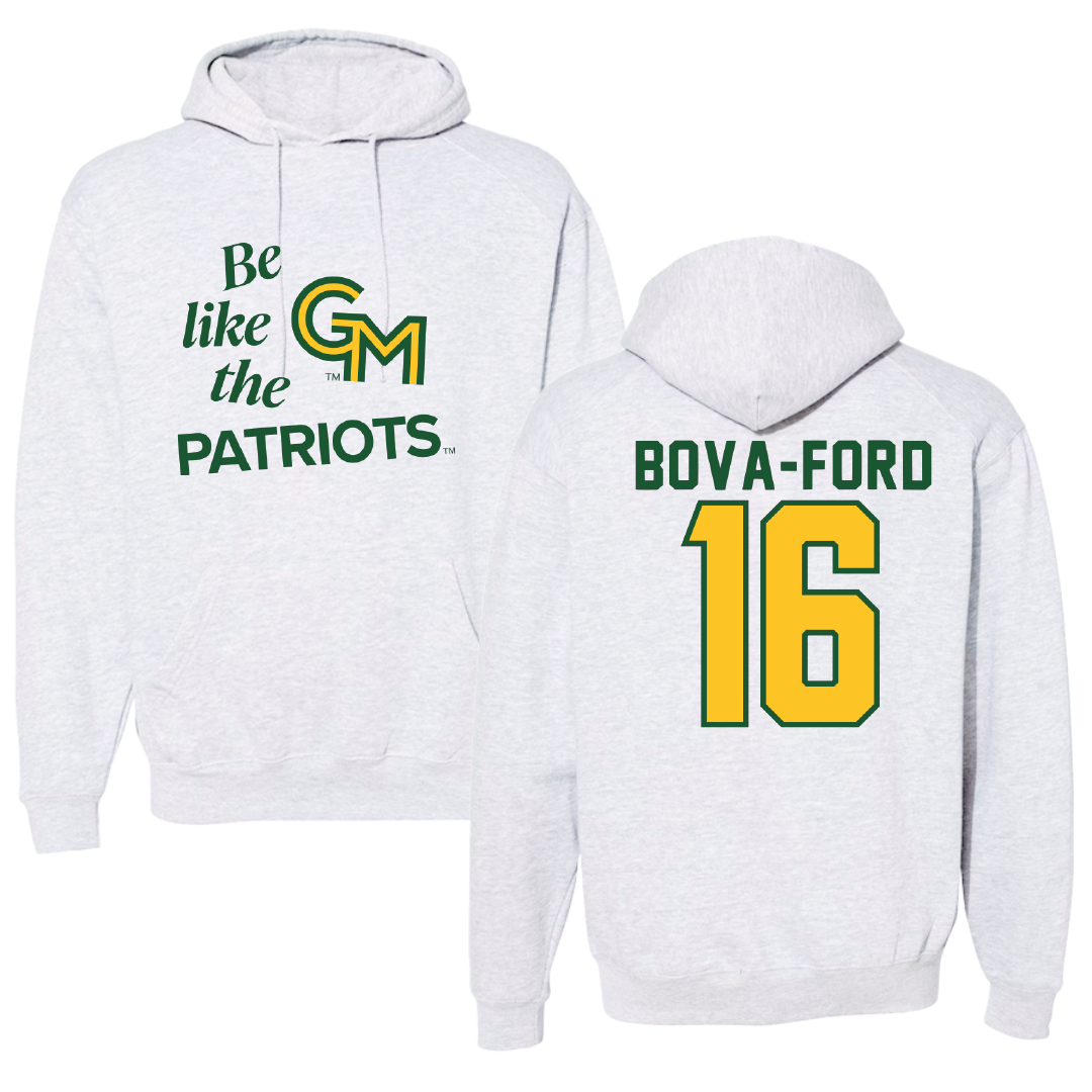 George Mason University Volleyball Light Gray Be Like Us Hoodie - #16 Damiana Bova-Ford