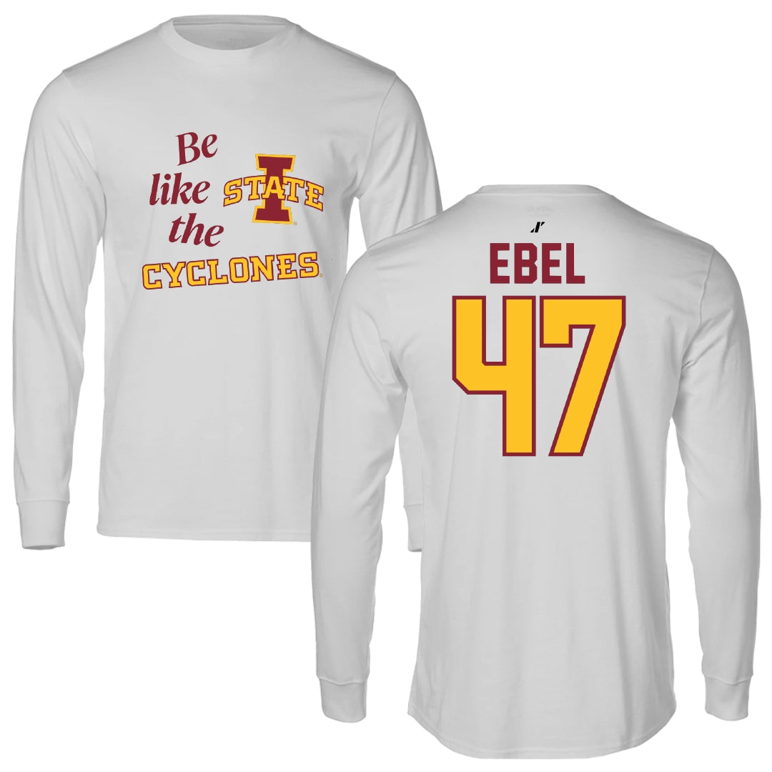 Iowa State University Football Light Gray Be Like Us Performance Long Sleeve - #47 Kooper Ebel