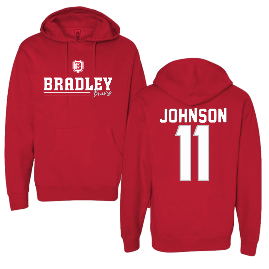 Bradley University Volleyball Red General Hoodie - #11 Abby Johnson