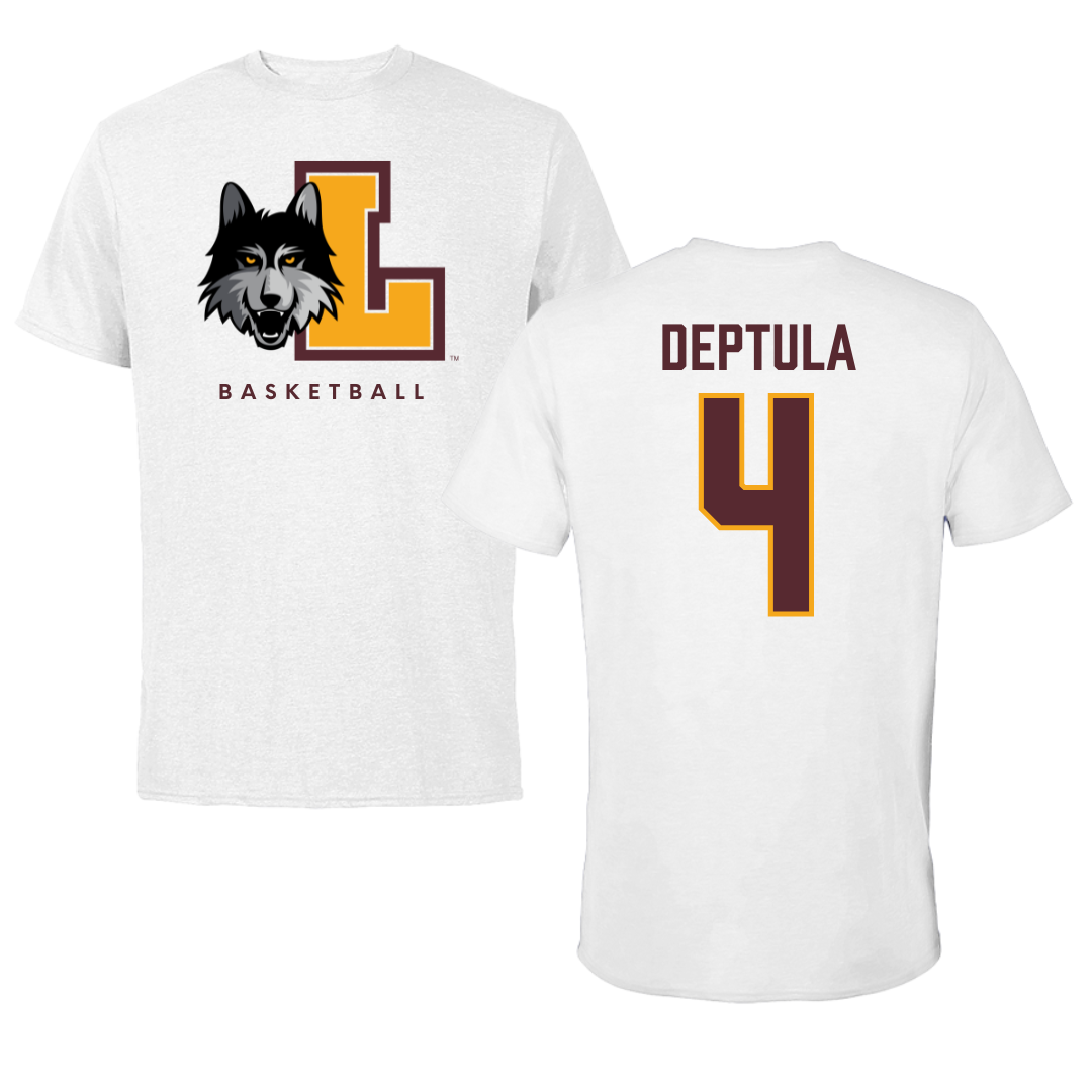 Loyola University-Chicago Basketball White Tee - #4 Audrey Deptula