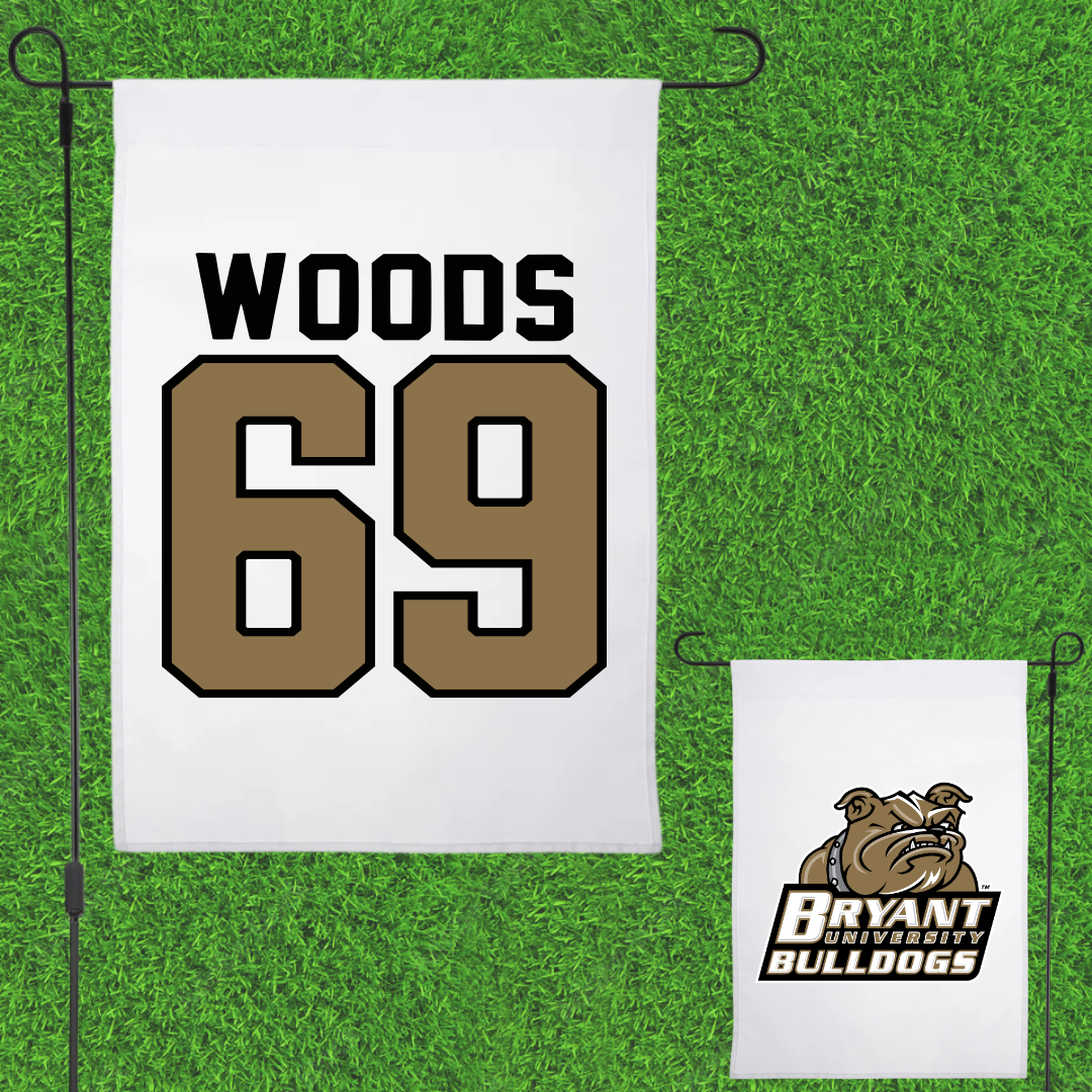 Bryant University Football White Garden Flag - #69 Jeffery Woods
