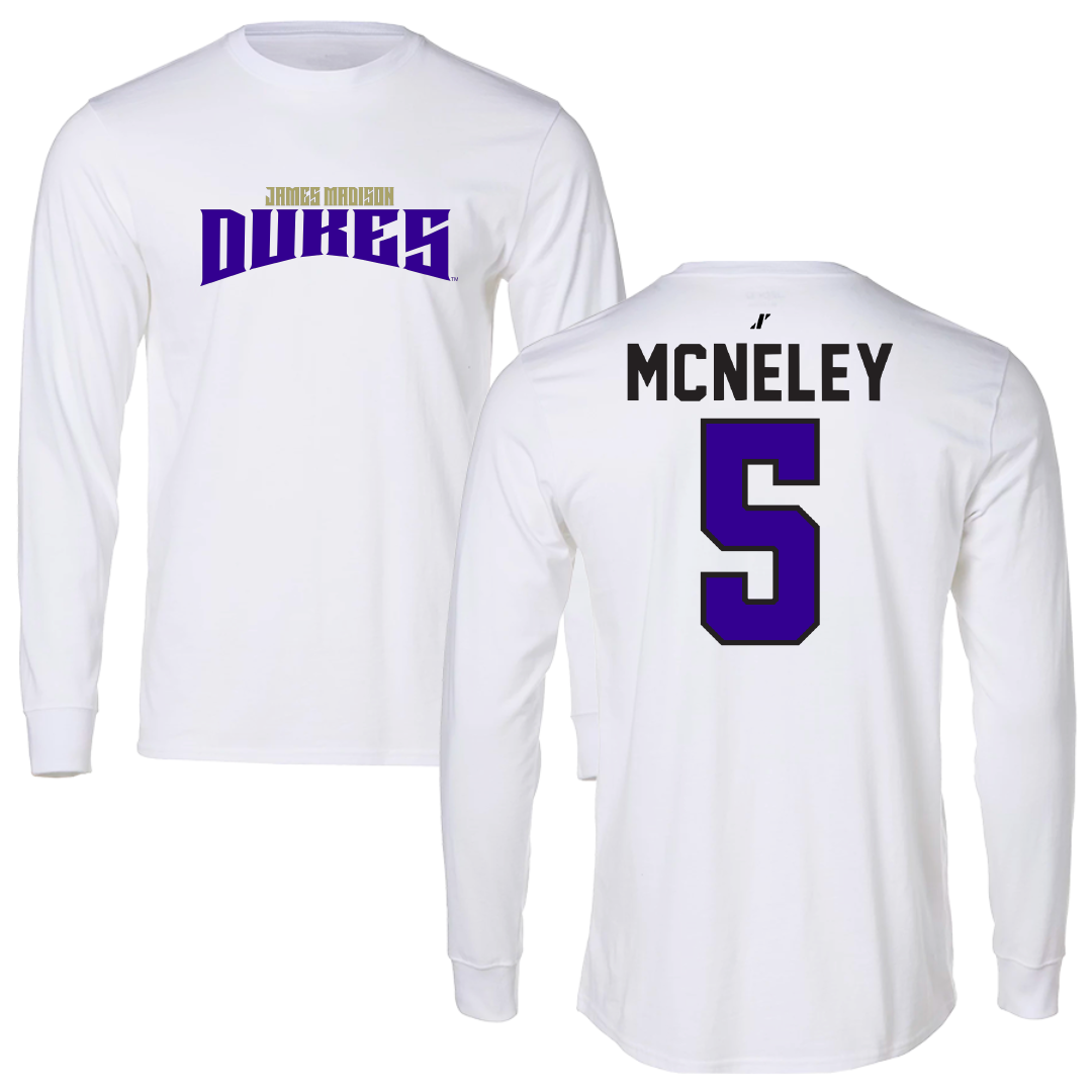 James Madison University Volleyball White Classic Long Sleeve - #5 Julia McNeley