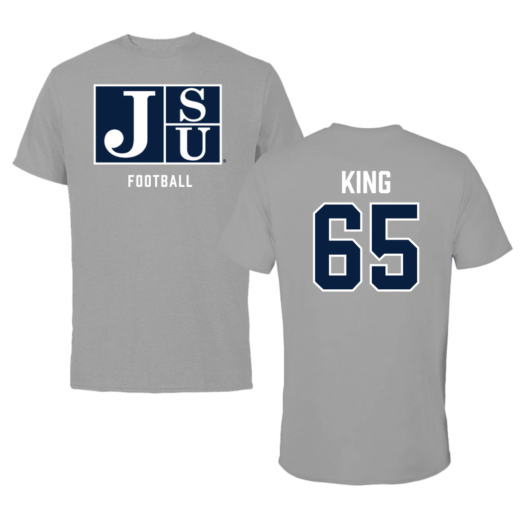 Jackson State University Football Gray Tee - #65 Jackson King