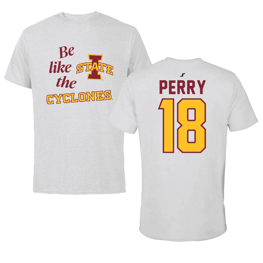 Iowa State University Volleyball Light Gray Be Like Us Tee - #18 Kelsey Perry