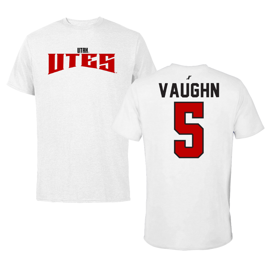 University of Utah Football White Classic Tee - #5 Zemaiah Vaughn