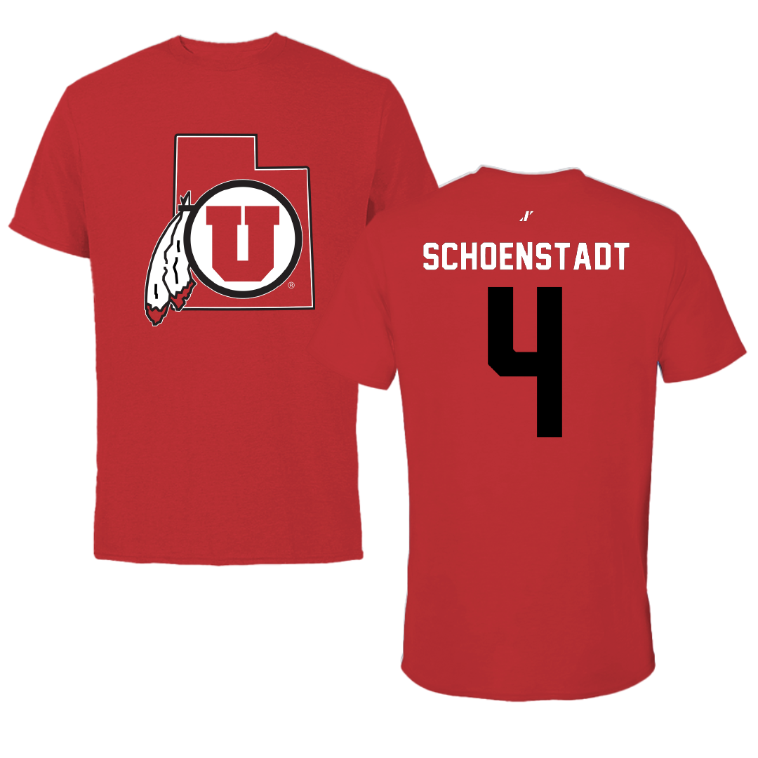 University of Utah Soccer Red State Tee - #4 Alex Schoenstadt