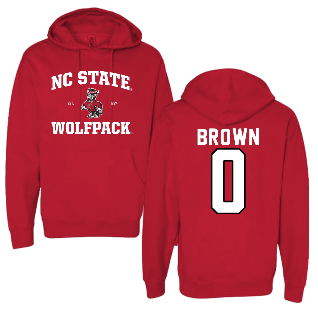 North Carolina State University Football Red General Hoodie - #0 Sean Brown