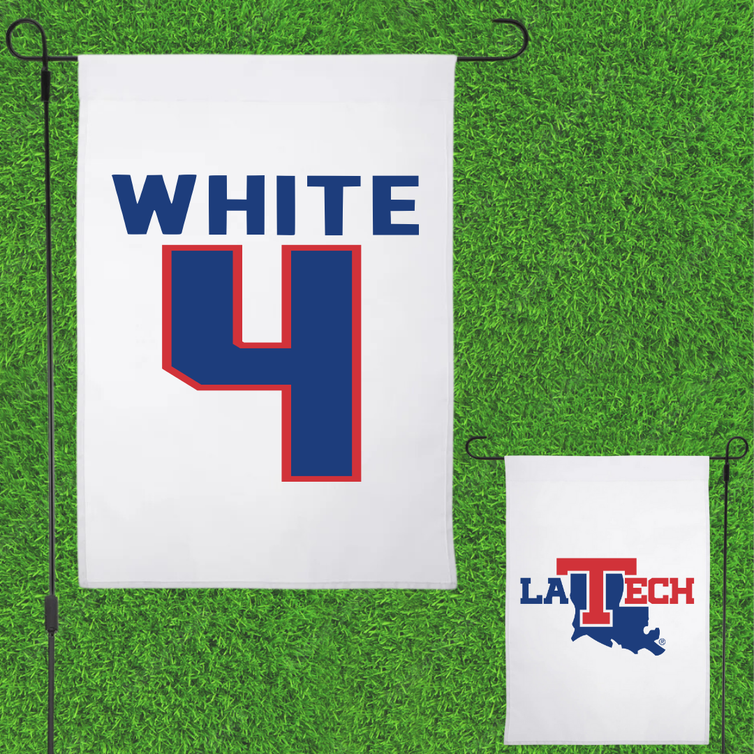 Louisiana Tech University Soccer White Garden Flag - #4 Ella White