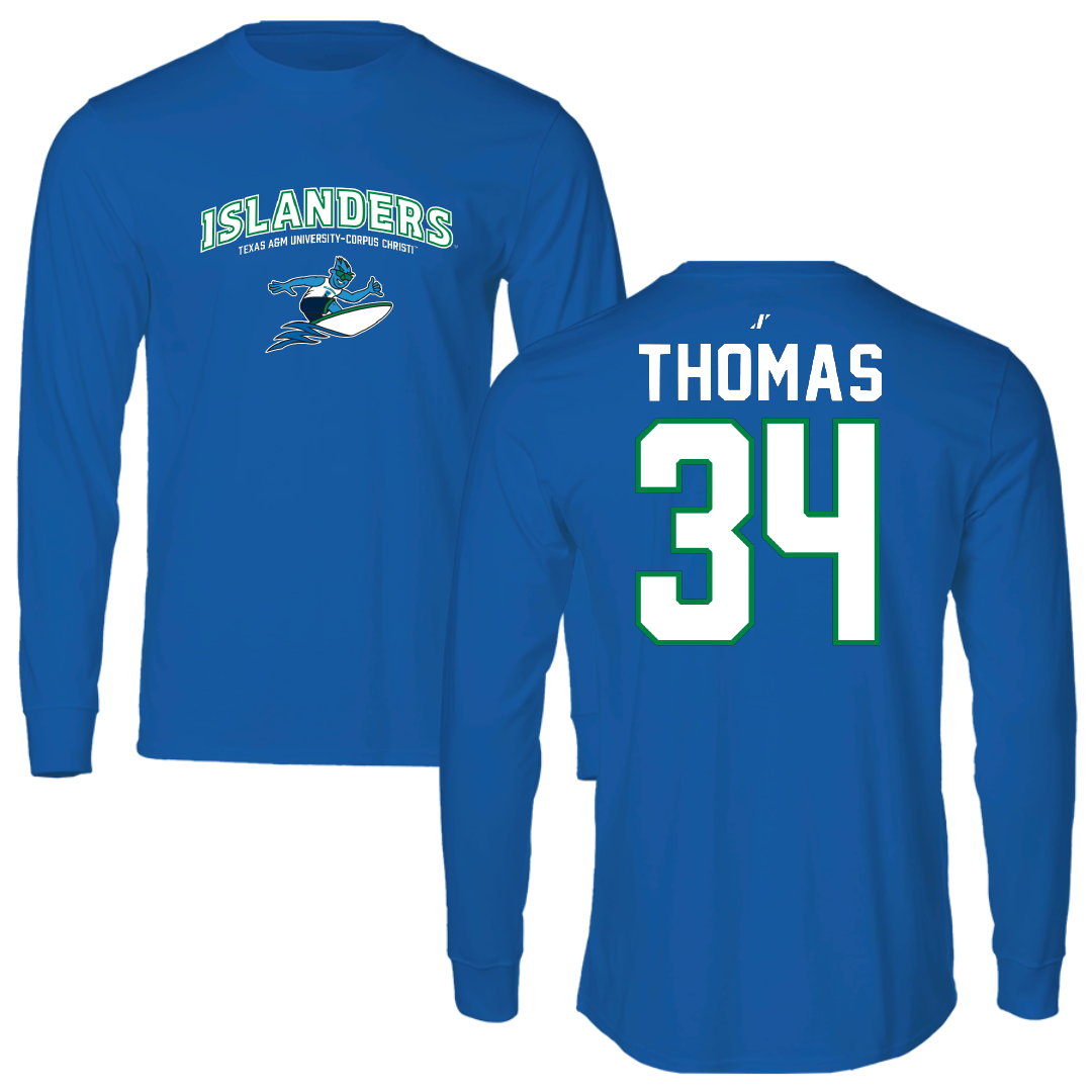 Texas A&M University-Corpus Christi Baseball Blue General Performance Long Sleeve - #34 Hayden Thomas