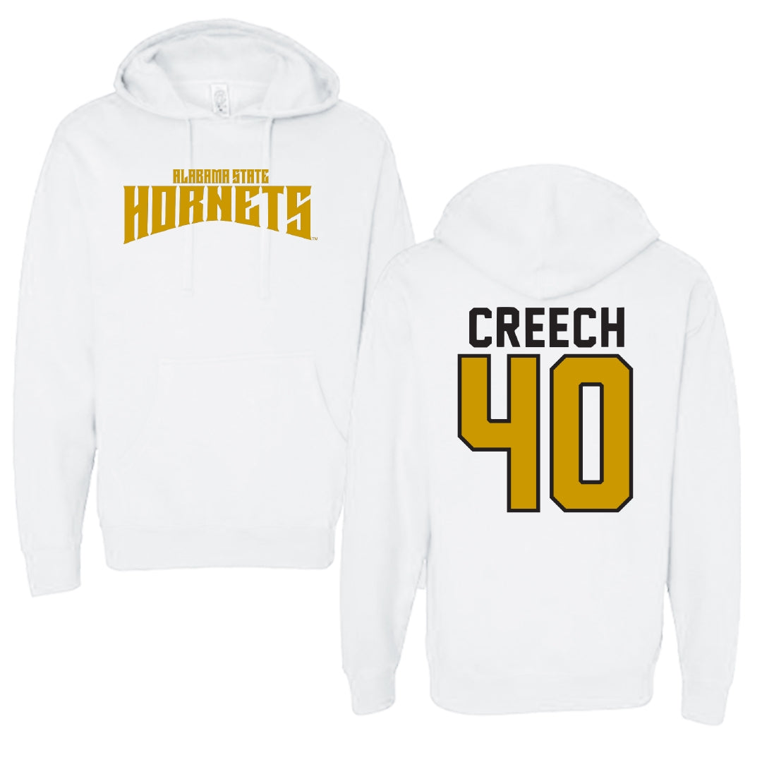 Alabama State University Football White Classic Hoodie - #40 Dylan Creech