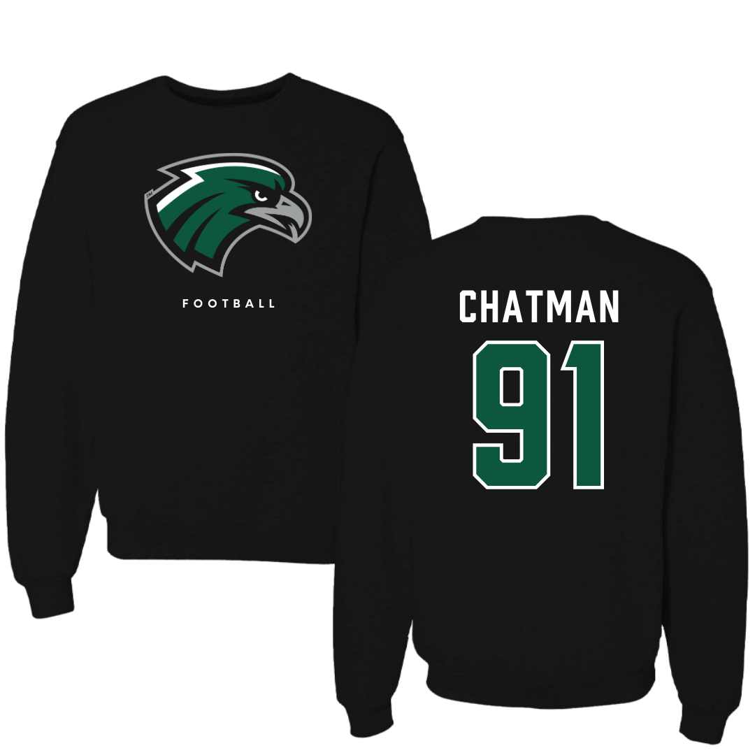 Northeastern State University Football Black Crewneck - #91 Marquez Chatman