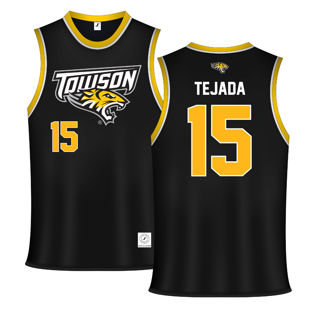 Towson University Black Basketball Jersey - #15 Tyler Tejada