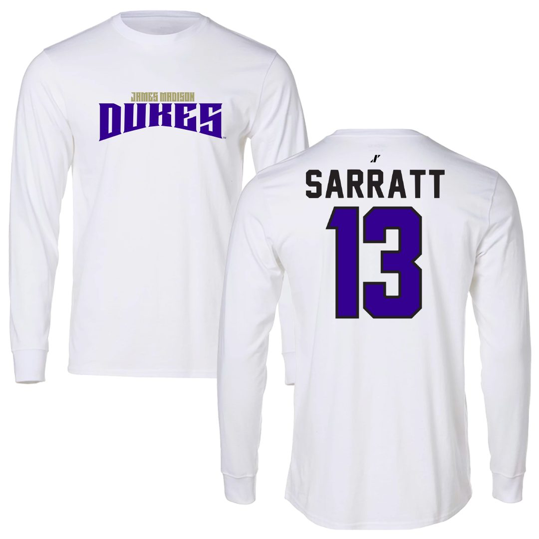 James Madison University Football White Classic Long Sleeve - #13 Elijah Sarratt