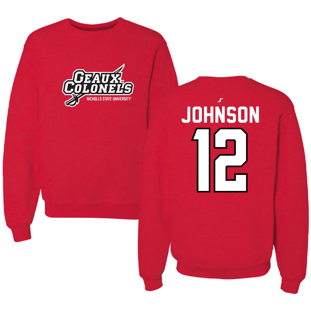 Nicholls State University Baseball Red General Crewneck - #12 Tyler Johnson