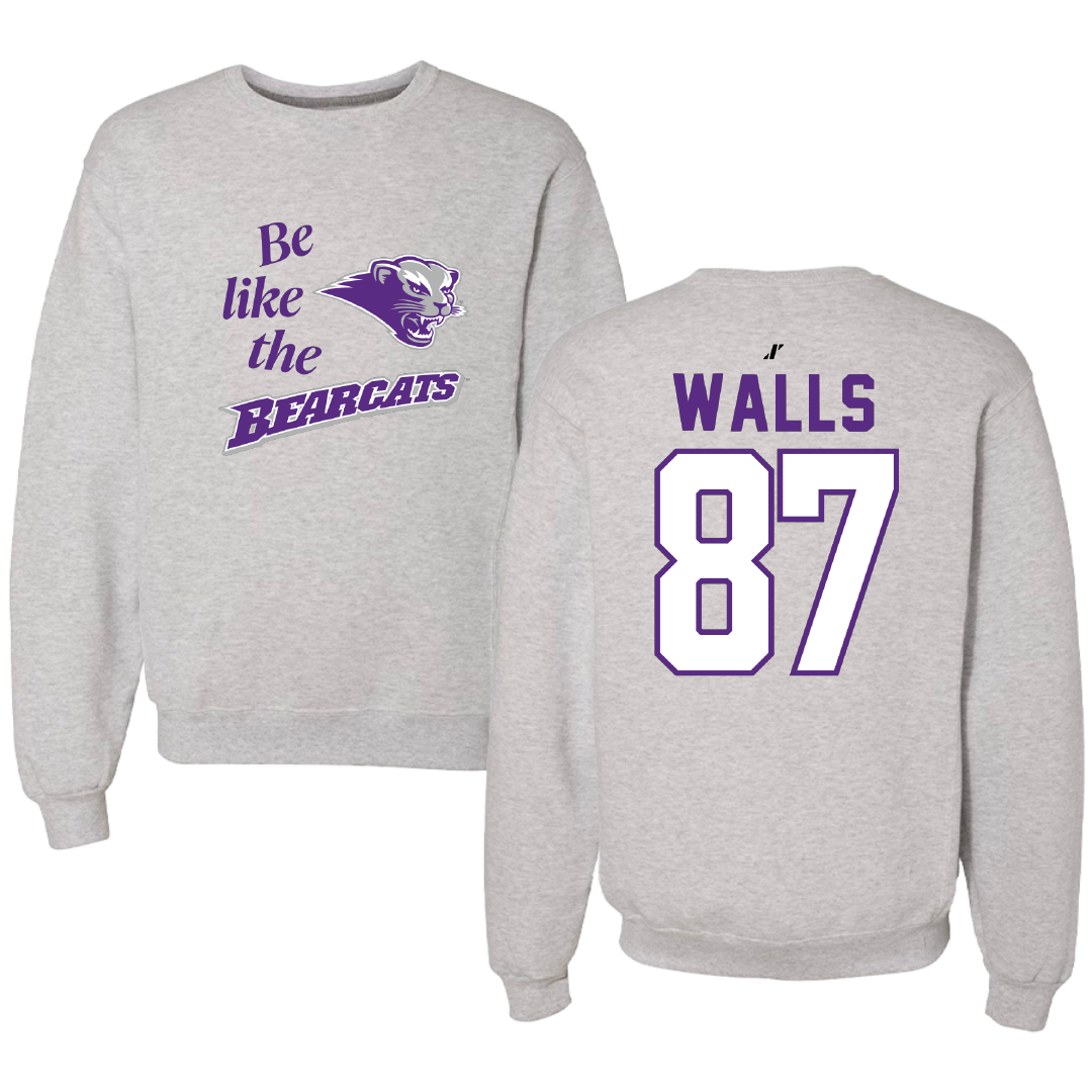 Southwest Baptist University Football Light Gray Be Like Us Crewneck - #87 Gabriel Walls
