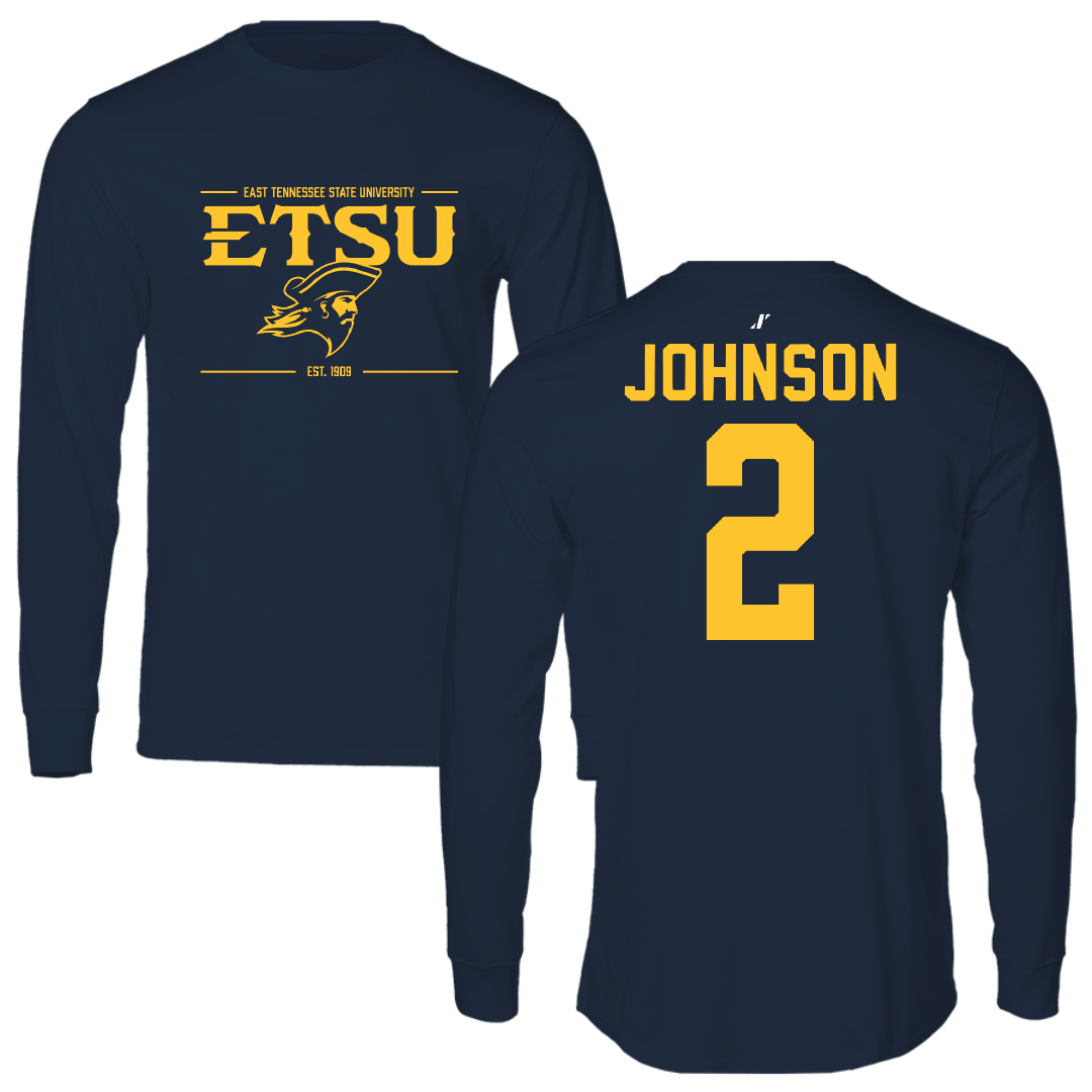 East Tennessee State University Basketball Navy General Performance Long Sleeve - #2 Maki Johnson