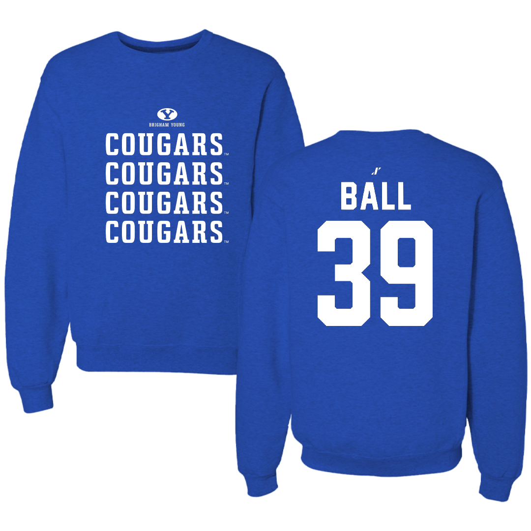 Brigham Young University Baseball Blue General Crewneck - #39 Nicholas Ball