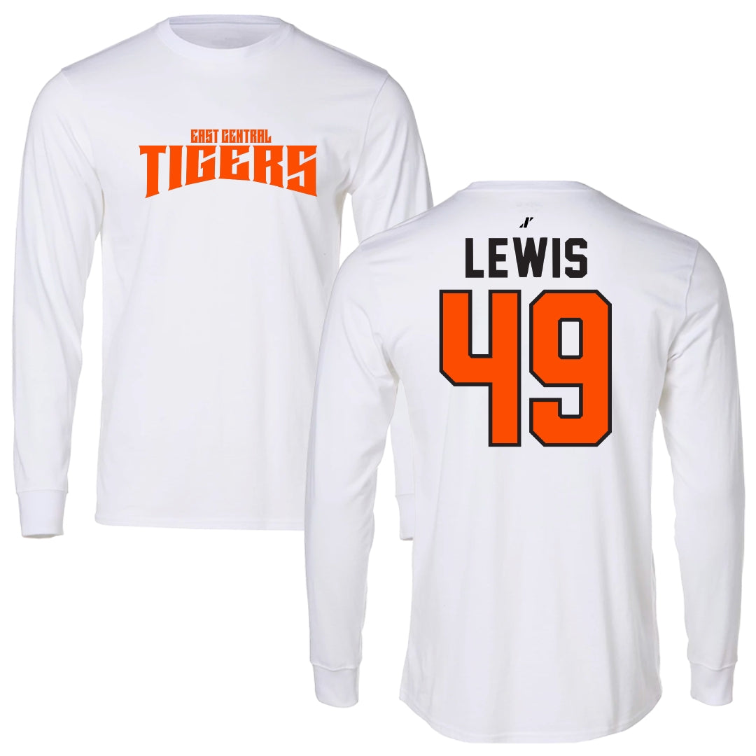 East Central University Football White Classic Performance Long Sleeve - #49 Amajah Lewis