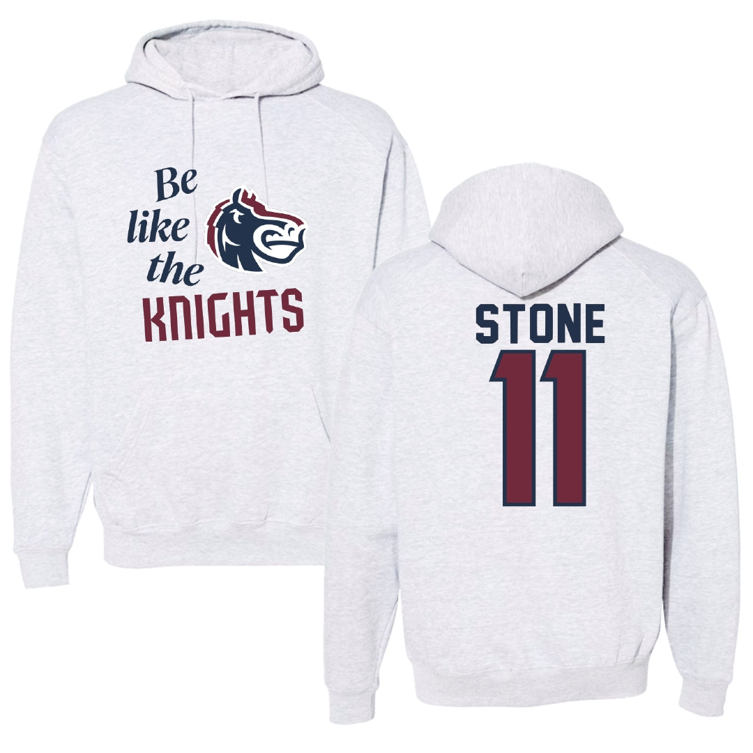 Fairleigh Dickinson University-Metropolitan Campus Softball Light Gray Be Like Us Hoodie - #11 Ayden Stone