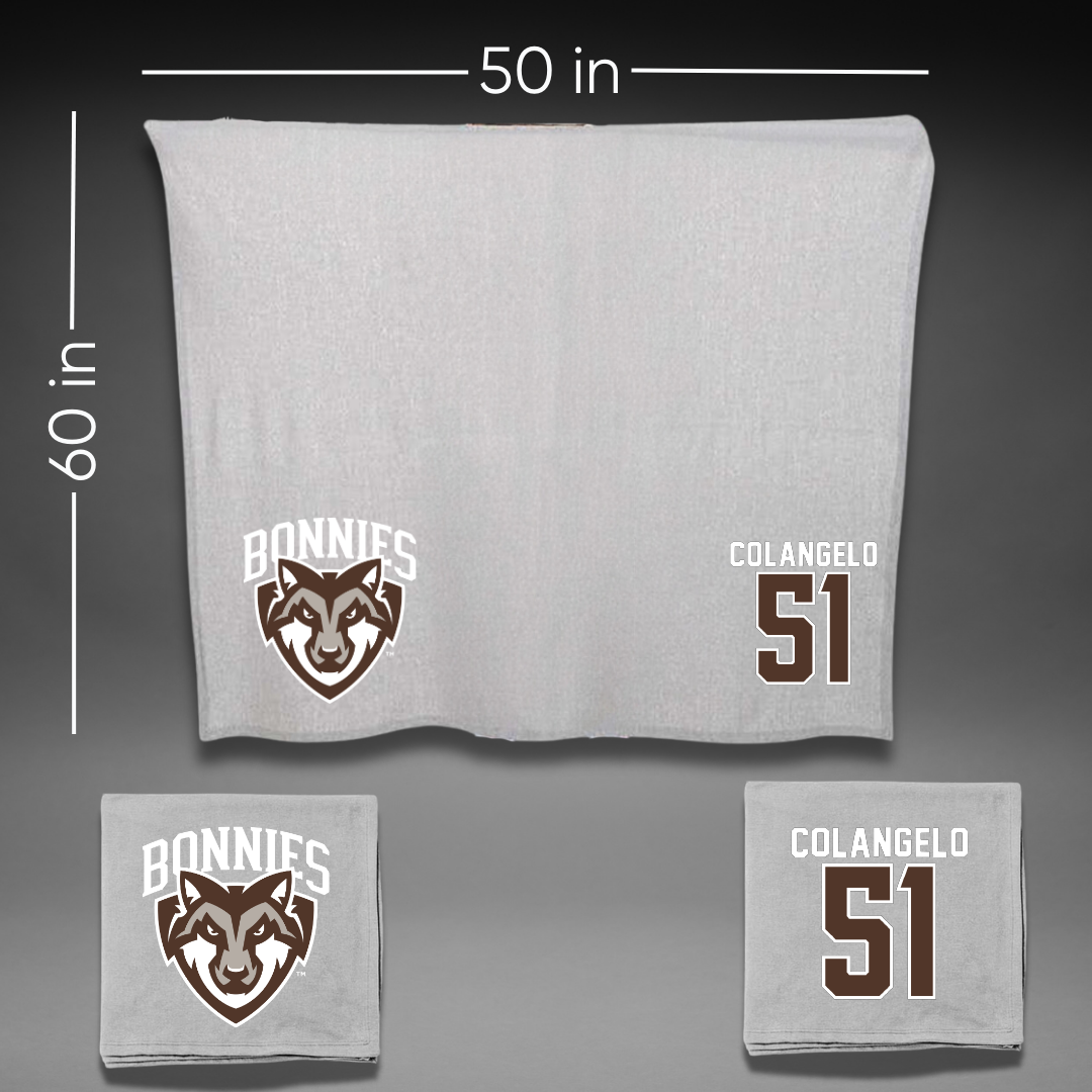 St. Bonaventure University Lacrosse Gray Blanket - #51 Brit Colangelo