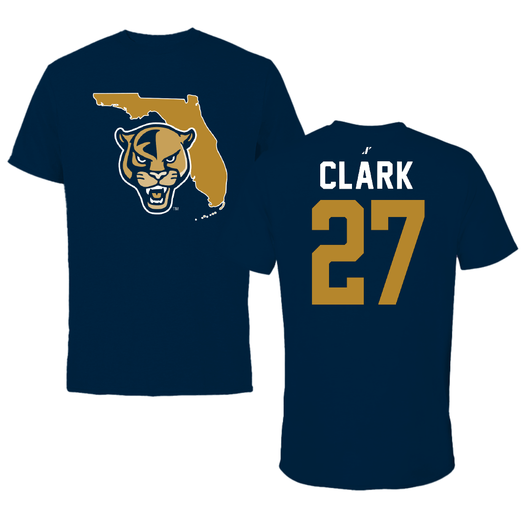 Florida International University Football Navy State Performance Tee - #27 Mister Clark