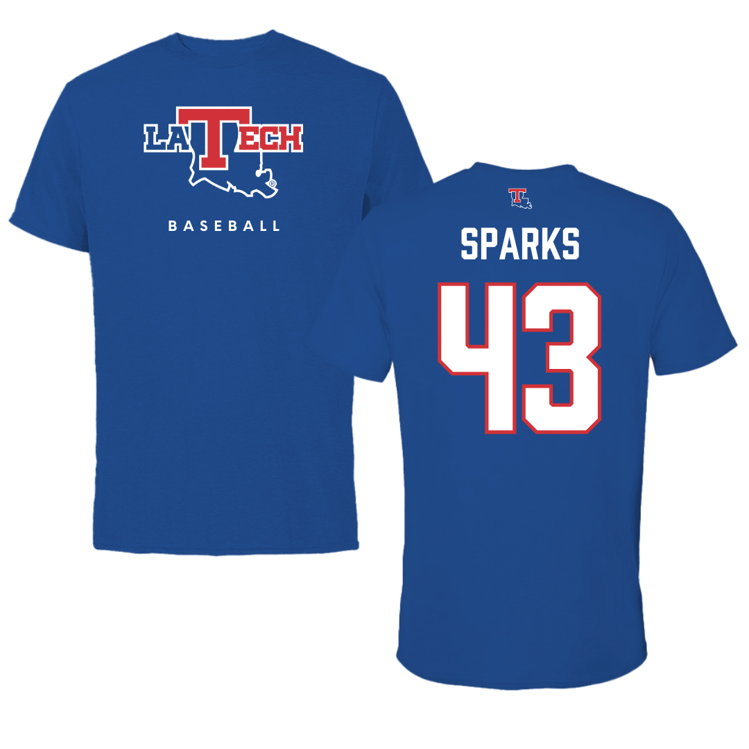Louisiana Tech University Baseball True Royal Performance Tee - #43 Alec Sparks