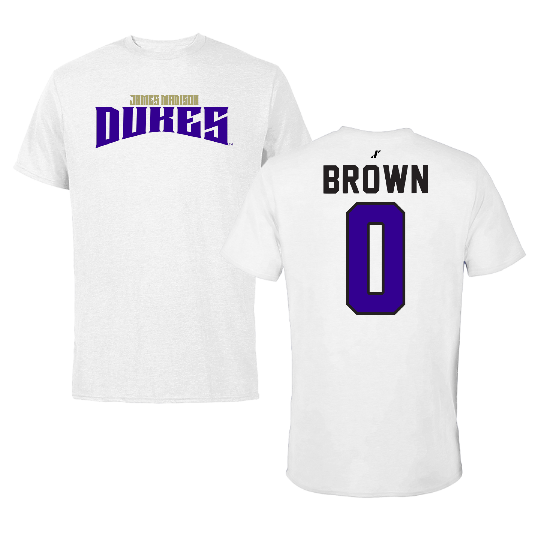 James Madison University Basketball White Classic Tee - #0 Xavier Brown