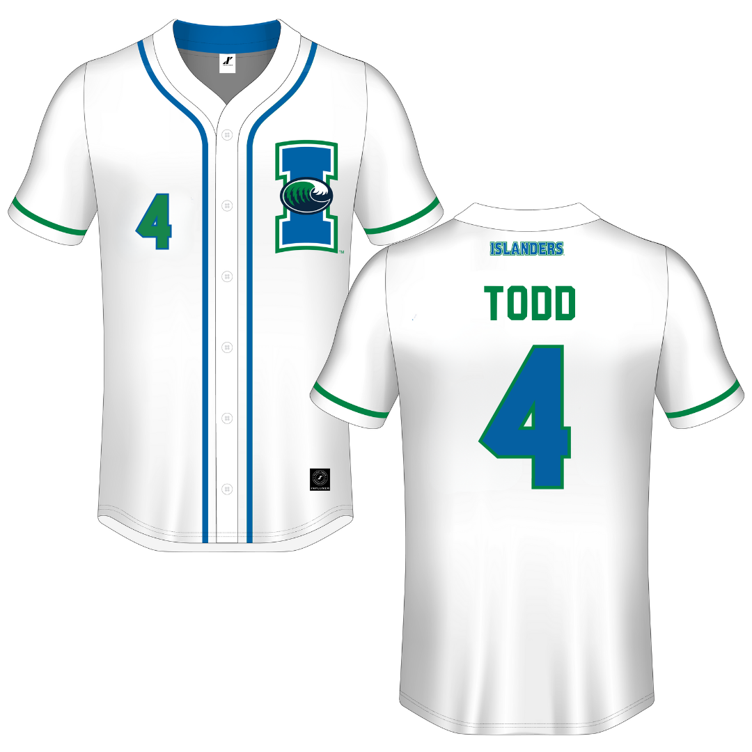 Texas A&M University-Corpus Christi White Button-Down Jersey - #4 Riley Todd