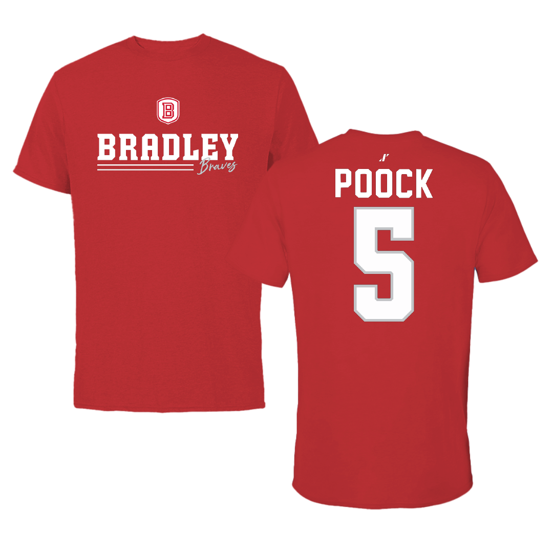 Bradley University Basketball Red General Tee - #5 Halli Poock
