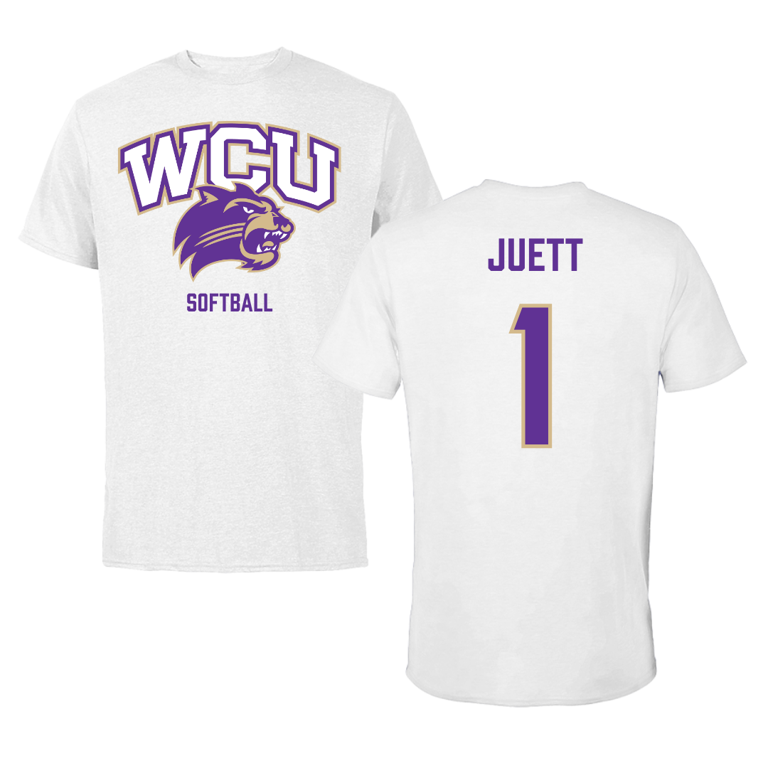 Western Carolina University Softball White Performance Tee - #1 Tessa Juett