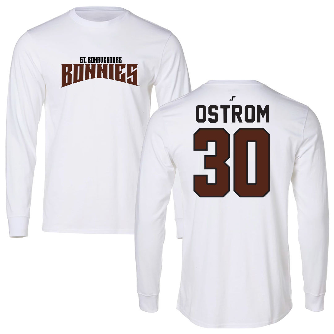 St. Bonaventure University Basketball White Classic Long Sleeve - #30 Broek Ostrom