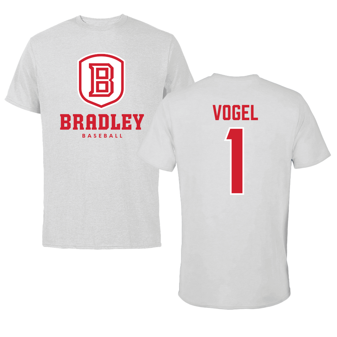 Bradley University Baseball Gray Performance Tee - #1 Ryan Vogel