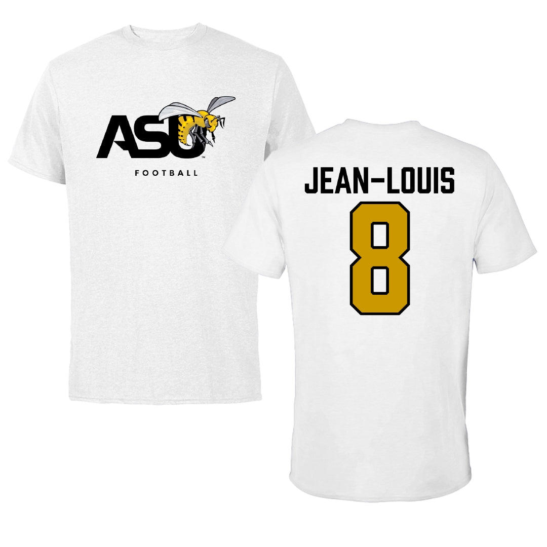 Alabama State University Football White ASU Tee - #8 Rhoody Jean-Louis