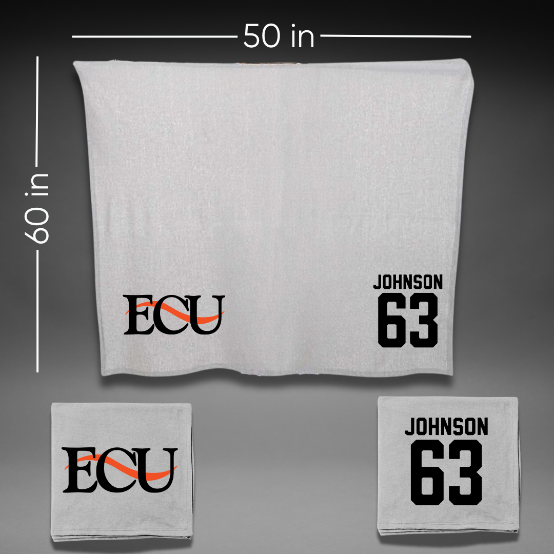 East Central University Football Gray Blanket - #63 Tyson Johnson