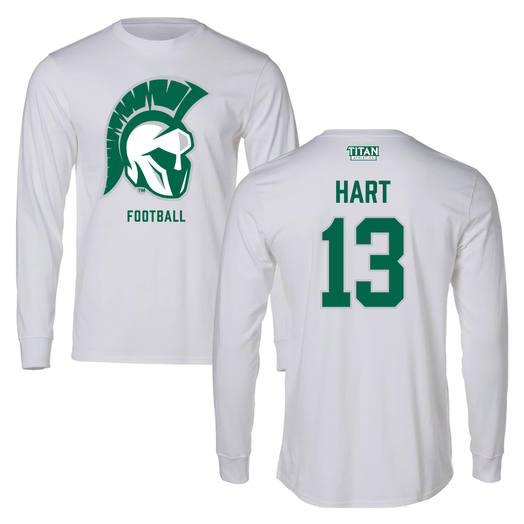 Illinois Wesleyan University Football White Performance Long Sleeve - #13 Shyne Hart