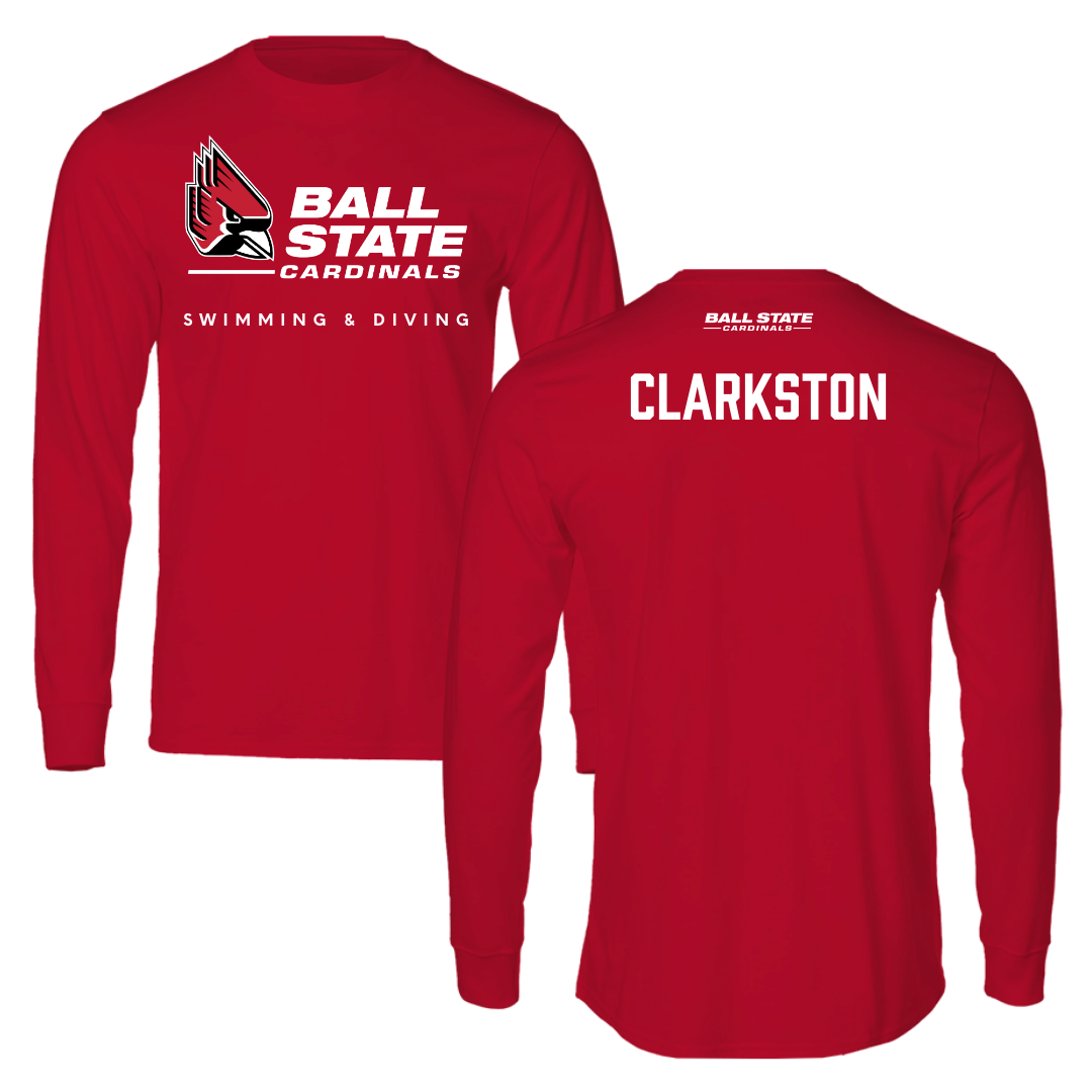 Ball State University Swimming & Diving Red Performance Long Sleeve - Benjamin Clarkston