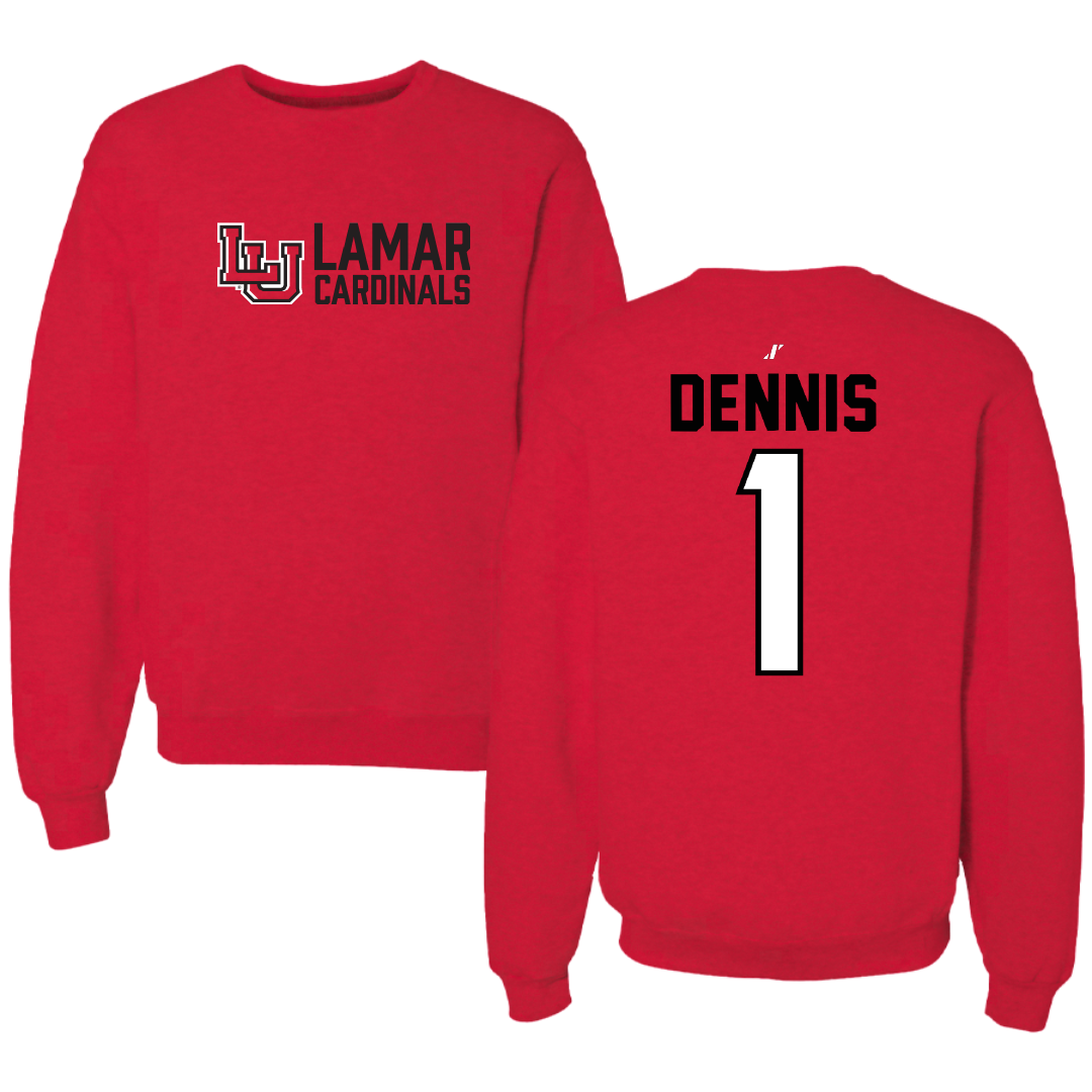 Lamar University Football Red General Crewneck - #1 Andre Dennis