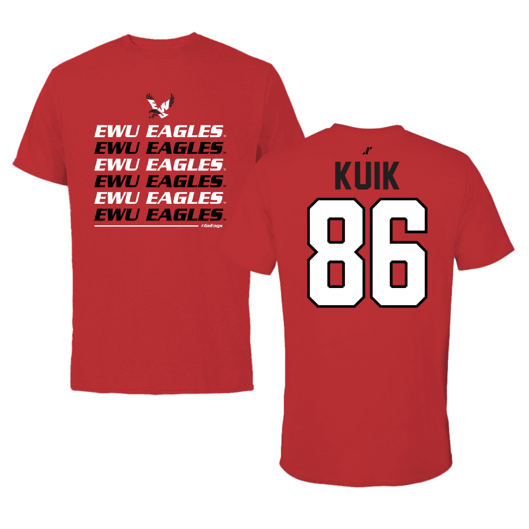 Eastern Washington University Football Red General Tee - #86 Braden Kuik