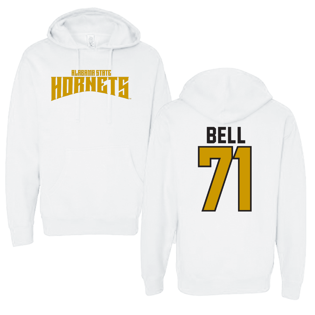 Alabama State University Football White Classic Hoodie - #71 Kriston Bell