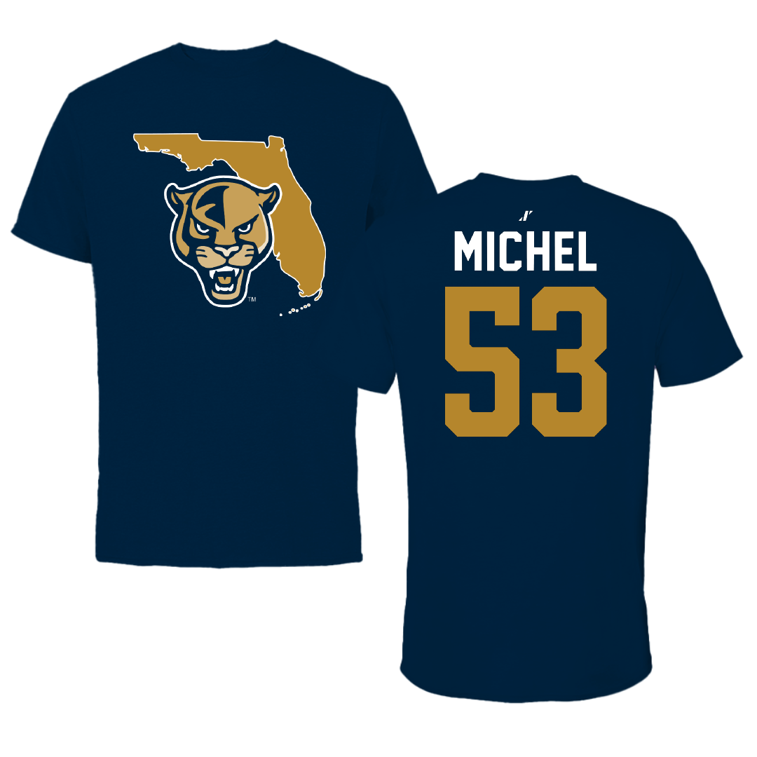 Florida International University Football Navy State Performance Tee - #53 Daniel Michel