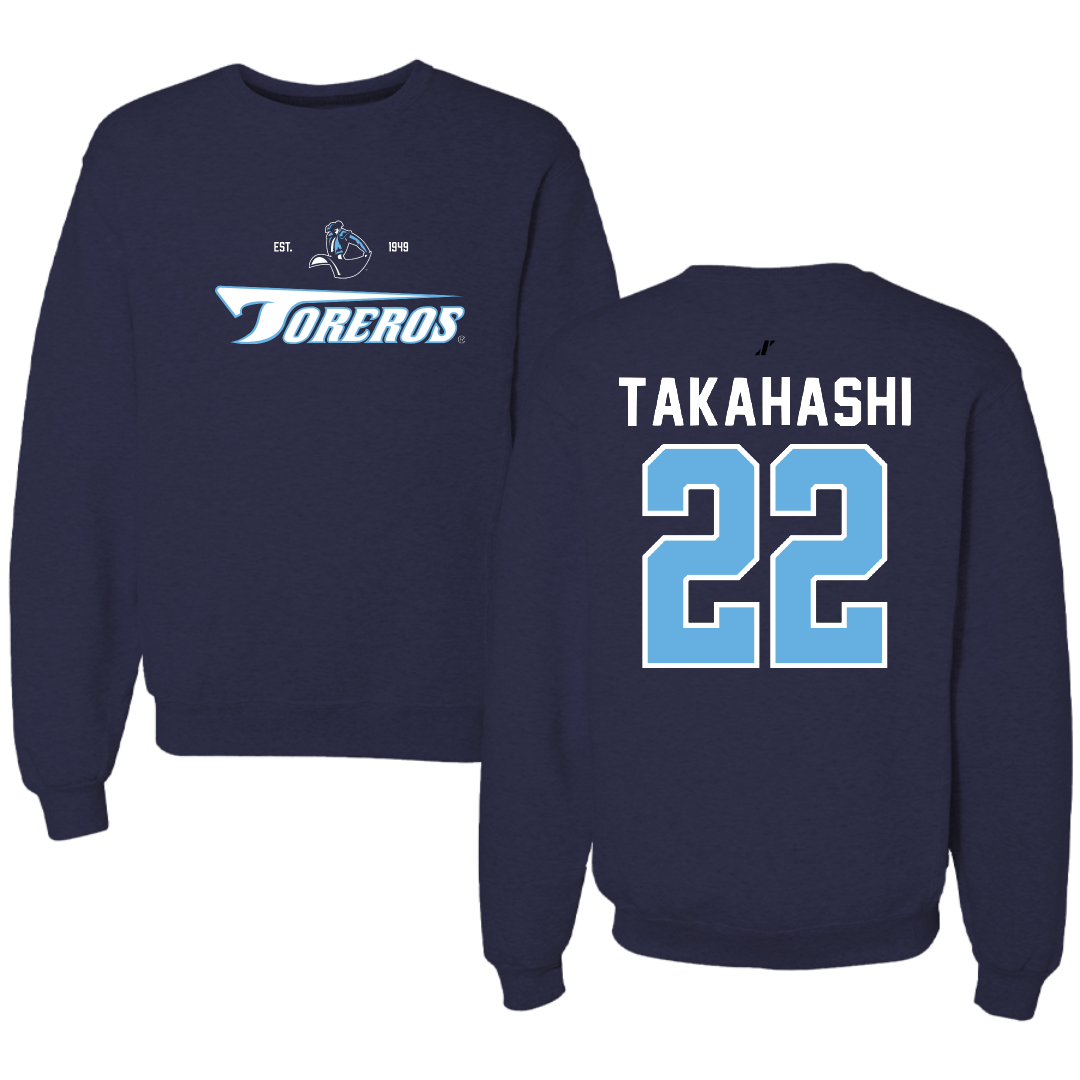 University of San Diego Football Navy General Crewneck - #22 Yosei Takahashi