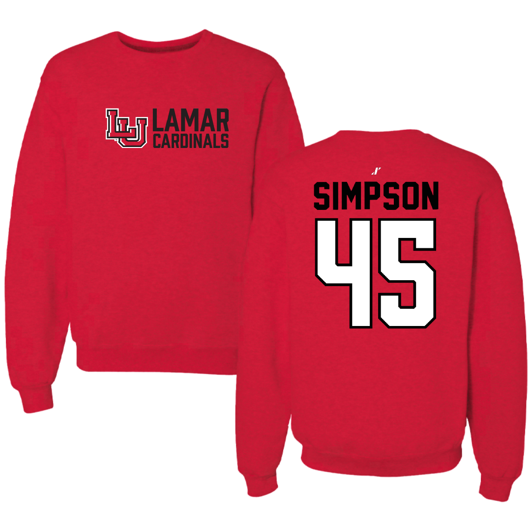 Lamar University Football Red General Crewneck - #45 Kei'trone Simpson