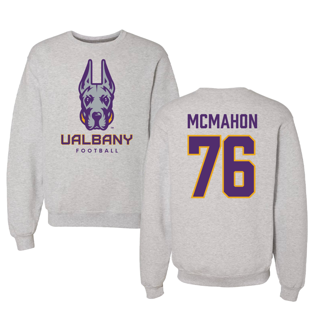 University at Albany Football Gray Crewneck - #76 Joey McMahon
